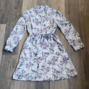 Floral  Dress in White and Purple